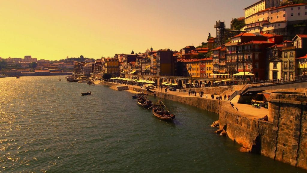 The Douro River in Porto, Portugal.