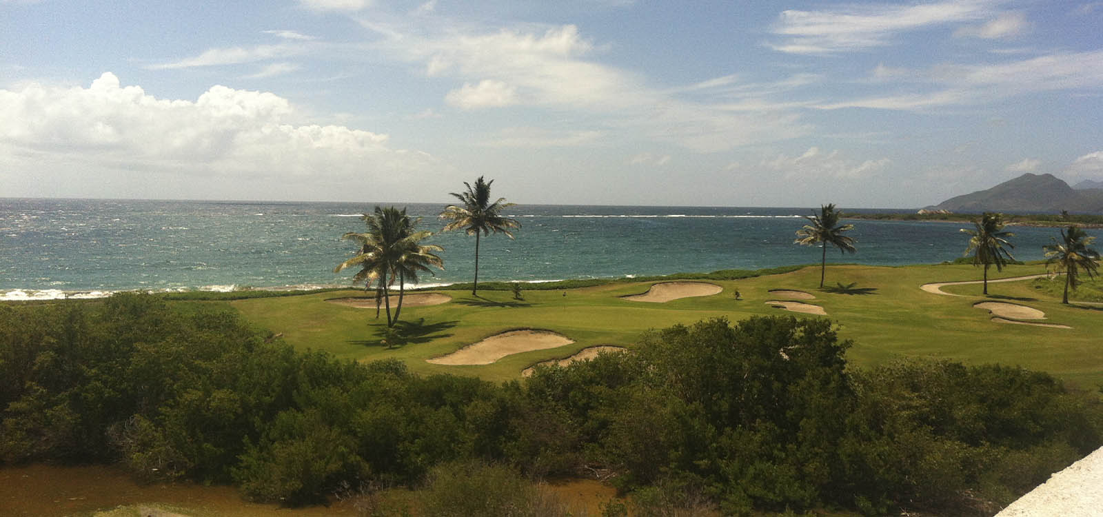 Golf course next to the beach in St Kitts and Nevis