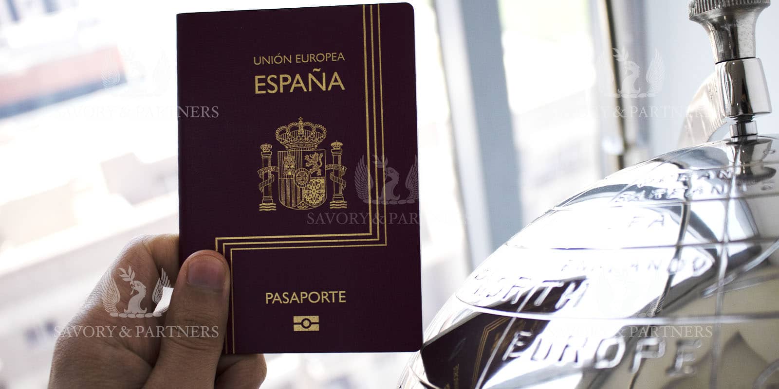 Passport from Spain at Savory & Partners office in Dubai.
